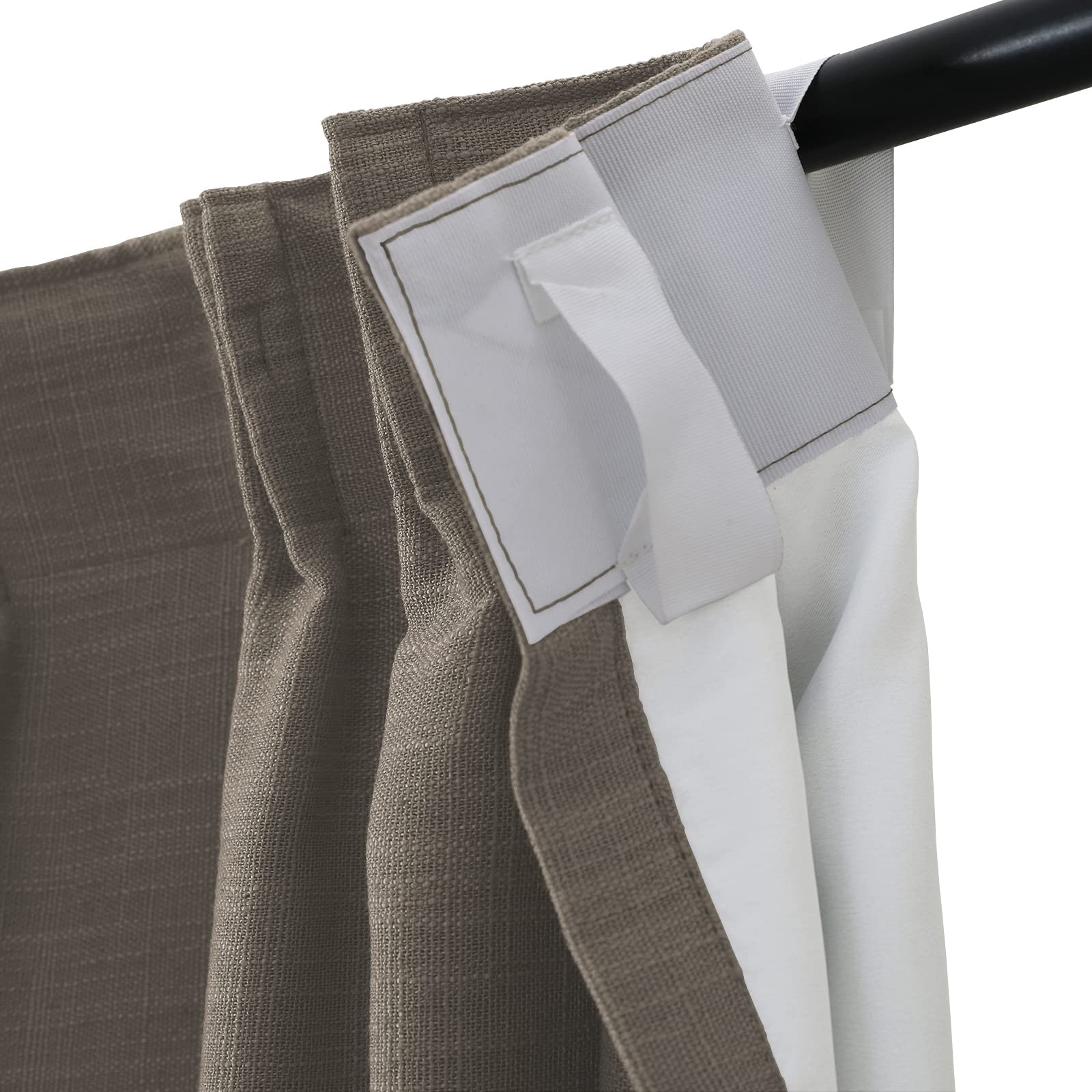 Twopages Polyester Linen Heavy Weight Blackout Curtain With Pinch Pleat And Back Tab Top Window Treatment Panel For Bedroom Medi